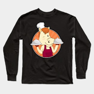 Horse as Cook with Serving platters Long Sleeve T-Shirt